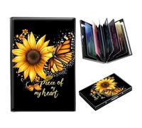 DIGTIALL Metal Wallet-RFID Blocking Credit Card Holder for Women & Men Mini Slim Aluminum Wallet ID Case Hard Business Card Holder Case, Yellow Sunflower Butterfly