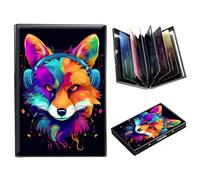 DIGTIALL Metal Wallet-RFID Blocking Credit Card Holder for Women & Men Mini Slim Aluminum Wallet ID Case Hard Business Card Holder Case, Fox Listen Music