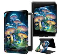 DIGTIALL Mushrooms Butterfly Case for 6" Kindle 11th Gen 2022/2024, 360 Rotating Magnetic Detachable Cover with Hand Strap, Clear Back Auto Sleep/Wake Smart E-Reader Shell