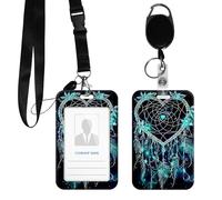 DIGTIALL PC Hard Shell ID Badge Holder, Clear Vertical Name Badge Protector with Durable Neck Lanyard and Metal Spring Hook, Slide-Open Design for Work, Office and IDs,Heart Shaped Dream Catcher