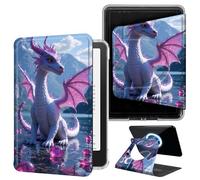 DIGTIALL Pink Crystal Little Dragon Case for 6" Kindle Paperwhite (10th Generation, 2018 Release) with Hand Strap,Magnetic Detachable 360 Rotating Cover,Clear Back Auto Sleep/Wake Shell