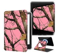 DIGTIALL Pink Dead Wood Tree Case for 6" All-New Kindle 10th Gen 2019, 360 Rotating Magnetic Detachable Clear Back Stand Cover with Auto Sleep/Wake