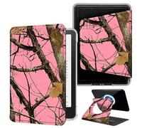 DIGTIALL Pink Dead Wood Tree Case for 6" All-New Kindle 10th Gen 2019, 360 Rotating Magnetic Detachable Cover with Hand Strap, Clear Back Auto Sleep/Wake Smart E-Reader Shell