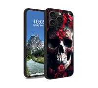 DIGTIALL Red Flower Skull Case for iPhone 15 Pro Max 6.7", Slim Soft TPU Silicone Protective Cover, Anti-Slip Grip & Shockproof Design for iPhone 15 Pro Max 6.7"
