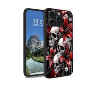DIGTIALL Skulls Flower Case for iPhone 15 Pro Max 6.7", Slim Soft TPU Silicone Protective Cover, Anti-Slip Grip & Shockproof Design for iPhone 15 Pro Max 6.7"