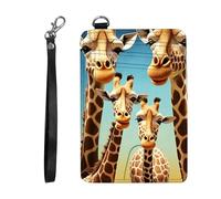 DIGTIALL Slim RFID Blocking Card Holder Small Pocket Mini Card Holder Front Pocket PU Leather Credit Card Organizer with Zipper for Women Men, giraffe, 4.5x3.14" Card Holder