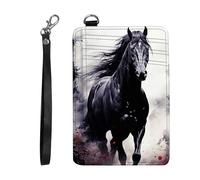 DIGTIALL Slim RFID Blocking Card Holder Small Pocket Wallet Small Mini Card Case Front Pocket PU Leather Credit Card Organizer With Zipper for Women Men, Galloping Horse, 4.5x3.14" Card Holder