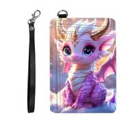 DIGTIALL Slim RFID Blocking Card Holder Small Pocket Wallet Small Mini Card Case Front Pocket PU Leather Credit Card Organizer With Zipper for Women Men, Cute Dragon Baby, 4.5x3.14" Card Holder