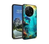 DIGTIALL TPU Case for TCL 605/TCL 60 SE 6.7" Slim Black Soft TPU Silicone Shockproof Non-Slip Protective Case fit Women Men for TCL 605/TCL 60 SE,Dolphins Fish and Turtle
