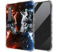 DIGTIALL Ultra-Thin Clear TPU Case for Boox Palma 6.13"/for Boox Kant/for Boox Kant 2 E-Book Transparent Anti-Slip Shockproof Protection Cover,Red and Blue Wolf