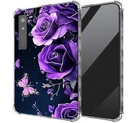 DIGTIALL Ultra-Thin Clear TPU Case for Boox Palma 6.13"/for Boox Kant/for Boox Kant 2 E-Book Transparent Anti-Slip Shockproof Protection Cover,Purple Roses and Butterflies