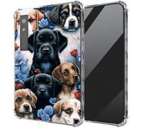DIGTIALL Ultra-Thin Clear TPU Case for Boox Palma 6.13"/for Boox Kant/for Boox Kant 2 E-Book Transparent Anti-Slip Shockproof Protection Cover,Dogs Blue Flowers