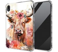 DIGTIALL Ultra-Thin Clear TPU Case for iPad (A16) 11th Generation 2025 11"/iPad 10th Generation 2023/2022 10.9" Transparent Anti-Slip Shockproof Protection Cover,Highlands Cows and Floral