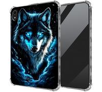 DIGTIALL Ultra-Thin Clear TPU Case for iPad Air 11 Inch M3/M2 2025 2024 and iPad Air 5th 4th Generation 10.9 Inch 2022 2020 Transparent Anti-Slip Shockproof Protection Cover,Blue Eyes Wolf