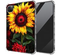 DIGTIALL Ultra-Thin Clear TPU Case for iPad Air 13 inch M3 2025 & 2024 M2 /iPad Pro 12.9 Inch 2022/2021/2020 Transparent Anti-Slip Shockproof Protection Cover,Sunflowers