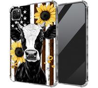 DIGTIALL Ultra-Thin Clear TPU Case for iPad Air 13 inch M3 2025 & 2024 M2 /iPad Pro 12.9 Inch 2022/2021/2020 Transparent Anti-Slip Shockproof Protection Cover,Flag Cow Sunflowers
