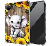 DIGTIALL Ultra-Thin Clear TPU Case for iPad Air 13 inch M3 2025 & 2024 M2 /iPad Pro 12.9 Inch 2022/2021/2020 Transparent Anti-Slip Shockproof Protection Cover,Sunflowers Wooden Elephant