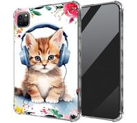 DIGTIALL Ultra-Thin Clear TPU Case for iPad Air 13 inch M3 2025 & 2024 M2 /iPad Pro 12.9 Inch 2022/2021/2020 Transparent Anti-Slip Shockproof Protection Cover,Cat Listen Music