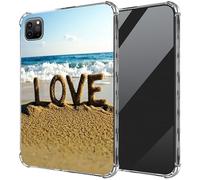 DIGTIALL Ultra-Thin Clear TPU Case for iPad Air 13 inch M3 2025 & 2024 M2 /iPad Pro 12.9 Inch 2022/2021/2020 Transparent Anti-Slip Shockproof Protection Cover,Word Love On The Beach