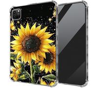 DIGTIALL Ultra-Thin Clear TPU Case for iPad Air 13 inch M3 2025 & 2024 M2 /iPad Pro 12.9 Inch 2022/2021/2020 Transparent Anti-Slip Shockproof Protection Cover,Sunflowers Yellow Butterflies
