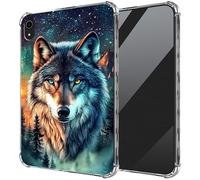 DIGTIALL Ultra-Thin Clear TPU Case for iPad mini 7 A17 Pro,for iPad mini 7th/6th Generation Case (2024/2021) Transparent Anti-Slip Shockproof Protection Cover,Majestic Wolf