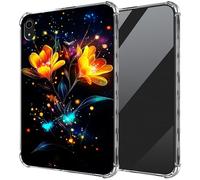 DIGTIALL Ultra-Thin Clear TPU Case for iPad mini 7 A17 Pro,for iPad mini 7th/6th Generation Case (2024/2021) Transparent Anti-Slip Shockproof Protection Cover,Flowers with Glowing Fireflies