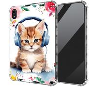 DIGTIALL Ultra-Thin Clear TPU Case for iPad mini 7 A17 Pro,for iPad mini 7th/6th Generation Case (2024/2021) Transparent Anti-Slip Shockproof Protection Cover,Cat Listen Music