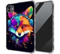DIGTIALL Ultra-Thin Clear TPU Case for iPad Pro 11-Inch M4 2024 (5th Generation) Transparent Anti-Slip Shockproof Protection Cover,Fox Listen Music