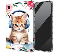 DIGTIALL Ultra-Thin Clear TPU Case for Samsung Galaxy Tab A7 Lite 8.7" 2021 (SM-T220/T225/T227) Transparent Anti-Slip Shockproof Protection Cover,Cat Listen Music