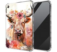 DIGTIALL Ultra-Thin Clear TPU Case for Samsung Galaxy Tab A8 10.5-Inch 2022 (SM-X200/X205/X207) Transparent Anti-Slip Shockproof Protection Cover,Highlands Cows and Floral