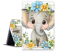 DIGTIALLL Case for 7" All-New Kindle Paperwhite (12th Generation, 2024) and Kindle Paperwhite Signature Edition PU Leather Protective Cover with Auto Sleep/Wake,Elephant with Flower