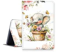 DIGTIALLL Case for 7" All-New Kindle Paperwhite (12th Generation, 2024) &Kindle Colorsoft Signature Edition 2024/2025 (7") PU Leather Protective Cover with Auto Sleep/Wake,Baby Elephant in Flower Pot
