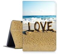 DIGTIALLL Case for Amazon Kindle Fire HD 10 Tablet 13th Generation 2023 Release 10.1" PU Leather Smart Protective Cover with Auto Sleep/Wake,Word Love On The Beach