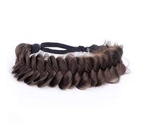 DIGUAN Braided Headband Synthetic Hair 2 Strands Braided Synthetic Hair Classic Braids Elastic Hair Band for Women and Girls Boho Accessories 62g (Brown)