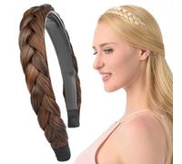 DIGUAN Synthetic Hair Braided Headband with Teeth Headband Hair Accessories for Women and Girls, 2.5cm Wide (Dark Copper)
