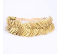 DIGUAN Wide Fishtail 2 Strands Synthetic Hair Braided Headband Classic Chunky Plaited Braids Elastic Stretch Hairpiece Women Girl Beauty accessory,59g Bohemian (Highlighted Golden Brown)