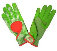 DIGZ Women's Signature High Performance Women's Gardening and Work Gloves with Touchscreen Compatible Fingertips, Green Leaves Pattern, Medium