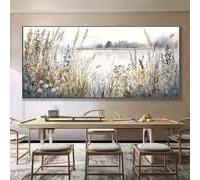 DIHANSM Large Canvas Print Watercolor Floral and River Landscape Wall Art Decor(40x80cm/Unframed)