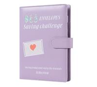Diheohg 100 A5 Envelopes Budget Binder for Saving Money Challenge Book to Save 5050 Valentine's Day Money Saving Budget Binder with Purple Money Envelopes 1 Pack