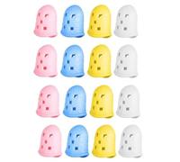 Diheohg 16 Pcs Silicone Finger Sleeves for Kalimba Autoharp Guitar Finger Protectors Random Colors Silica Gel Finger Pain Relief