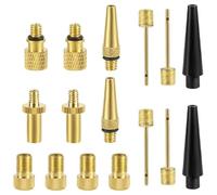 Diheohg 16 Pieces Bicycle Valve Adapter Set, Brass Tire Valve Adapter, Ball Pump Needle/AV AV/EV EV/Inflatable Nozzle Adapter