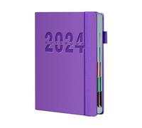 Diheohg 2024 Planner Notebook with Chinese Internal Pages, 365 Day Plan, Calendar, School Diary, Book - Purple