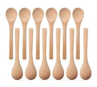 Diheohg 30 Pieces Mini Wooden Spoons Small Soup Spoons Serving Spoons Condiment Spoons Honey Coffee Spoons Wood Colour