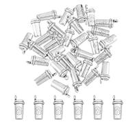 Diheohg 30pcs Antique Silver Alloy Mini Coffee Cup Charms Tibetan Coffee Cup Charms Coffee Cup Pendant Set 1.8mm Hole Fine Workmanship