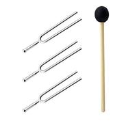 Diheohg 3pcs A440Hz Metal Tuning Fork with Silicone Hammer Standard A 440Hz Guitar Tuner for Violin Musical Instrument