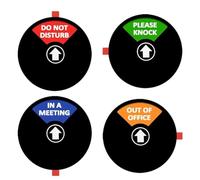 Diheohg 4 Acrylic Privacy Signs, Do Not Disturb/Please Knock/Out of Office/in a Meeting, Office Door Sign (5 Inch, Black)