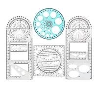 Diheohg 4 Pieces Geometric Ruler Multifunctional Drawing Tools Plastic Ruler Set Mathematics Measurement Circle Drawing Rulers