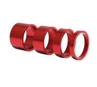 Diheohg 4Pcs/Set 5/10/15/20mm Aluminum Alloy Helmet Spacer Stem Spacer 28.6mm Fork Washer Cap for Road Bike Bicycle Red