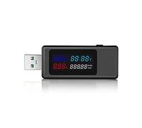 Diheohg 6 In 1 USB Tester DC4-30V IPS Digital Display Voltage Power Timing Capacity Meter Detector for Current, Voltage, Black