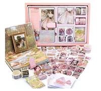 Diheohg Aesthetic Scrapbooking Journaling Kit, Vintage Painting B6 Notebook Scrapbooking Supplies Art Stickers, B